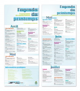 Vue complète du programme du printemps des manifestations culturelles et associatives pour la mairie de St-Julien-en-Genevois