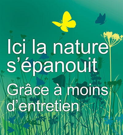 Détail du visuel pour le panneau et les bornes Ici la nature s'épanouit pour la République de Genève